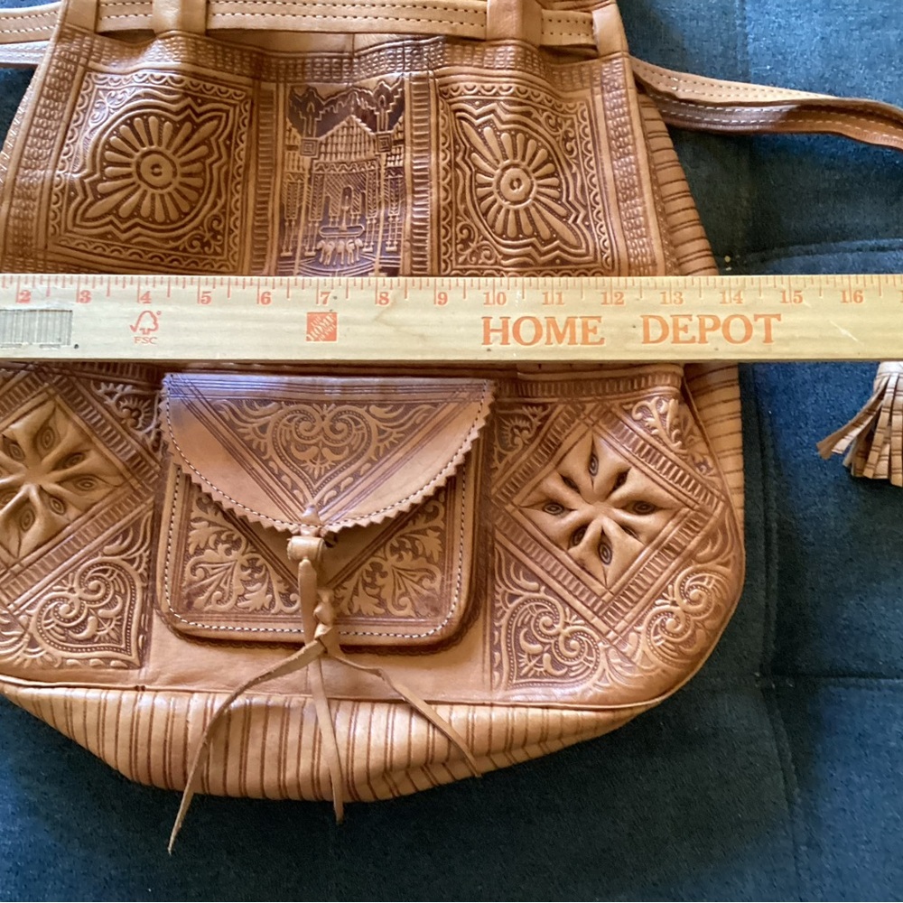 Handcrafted Tan Leather Totebag Purse - Picture 2 of 4